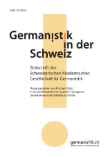 Coverbild von Germanistik in der Schweiz (GiS) Heft 10/2013